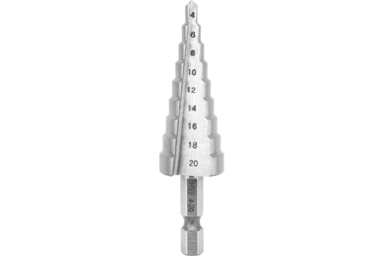 Сверло ступенчатое по металлу Kranz 4,0-20,0 мм, 76мм KR-12-6601