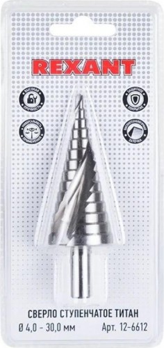 Сверло ступенчатое по металлу REXANT ТИТАН ступенчатое 4-30 мм 12-6612 - изображение 2