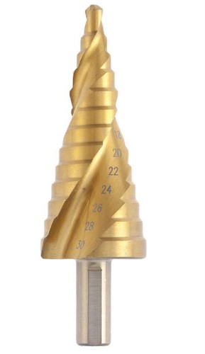 Сверло ступенчатое по металлу Профоснастка № 3325 HSS-G M2 TIN 4-30мм, 14 ступ. хв. 10 мм 30106025