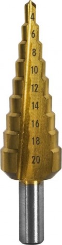 Сверло ступенчатое по металлу ПРАКТИКА 4-20, шаг 2 мм  798-317 ПРОФИ 798-317