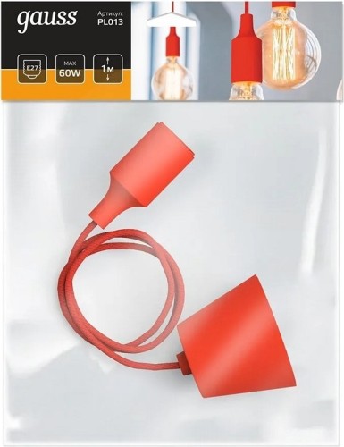 Светильник декоративный GAUSS PL013 подвесной decor красный e27, 1 м