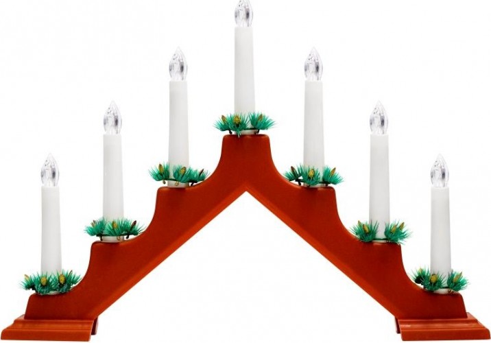 Светильник декоративный Neon-Night "Новогодняя горка" 7 свечек, красный 501-082