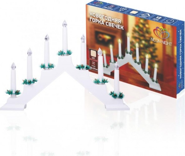 Светильник декоративный Neon-Night "Новогодняя горка" 7 свечек, белый 501-081 - изображение 2
