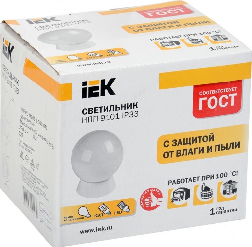 Светильник для ЖКХ IEK НПП 2501 60Вт IP33 Шар белый LNPP0-9101-1-060-K01 - изображение 2