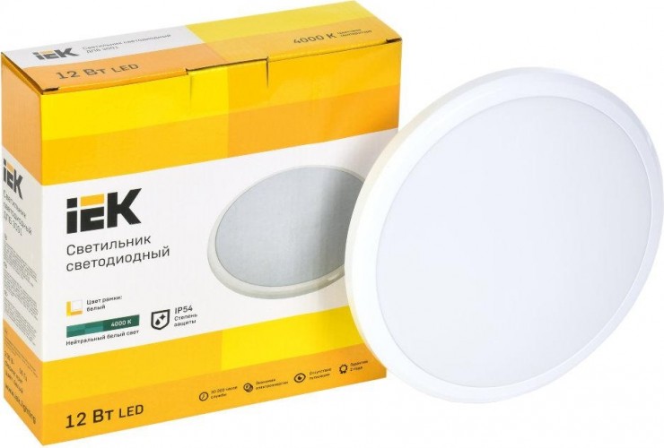 Светильник для ЖКХ светодиодный IEK ДПБ 3001 12вт ip54 4000k бел. LDPB0-3001-12-4000-K01 - изображение 3