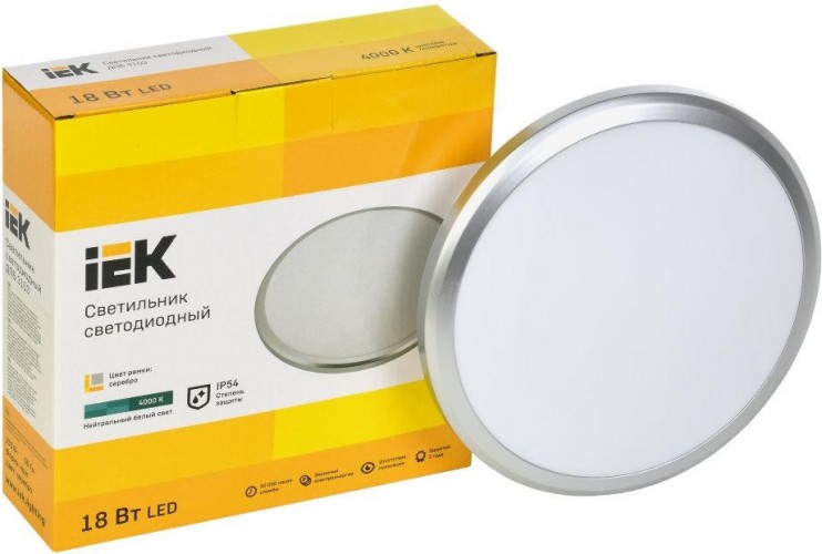 Светильник для ЖКХ светодиодный IEK ДПБ 3103 18вт ip54 4000k серебро LDPB0-3103-18-4000-K01 - изображение 3