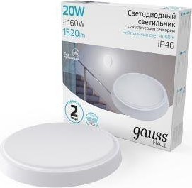 Светильник для ЖКХ светодиодный GAUSS HALL 20w 1520lm 4000k кругл с оптико-акустическим сенсором 193411220-OAS - изображение 3