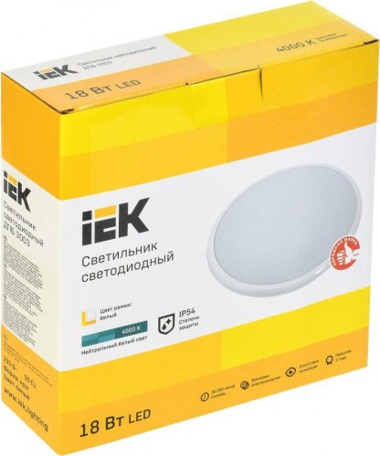 Светильник для ЖКХ светодиодный IEK ДПБ 3003 18вт ip54 4000k бел. LDPB0-3003-18-4000-K01 - изображение 2