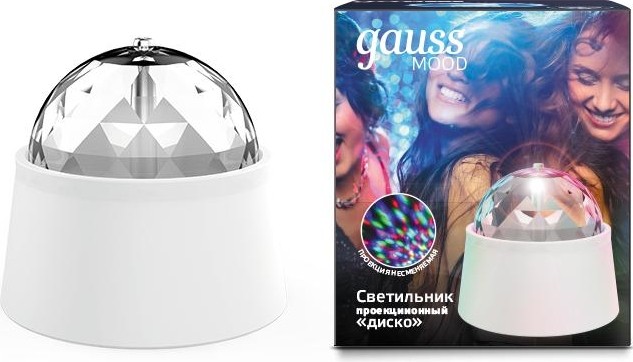 Светильник настольный GAUSS DIY0021 "диско" 3w 220-240v белый с фиксированной проекцией DIY0021