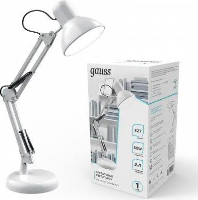 Светильник настольный GAUSS GTL002 60w 220-240v e27 белый струбцина и основание GT0021 - изображение 2