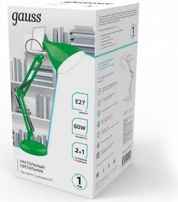 Светильник настольный GAUSS GTL003 60w 220-240v e27 зеленый струбцина и основание GT0033 - изображение 3