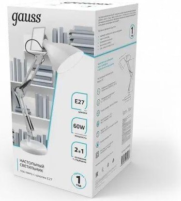 Светильник настольный GAUSS GTL003 60w 220-240v e27 белый струбцина и основание GT0031 - изображение 3