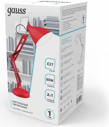 Светильник настольный GAUSS GTL003 60w 220-240v e27 красный струбцина и основание GT0034 - изображение 3