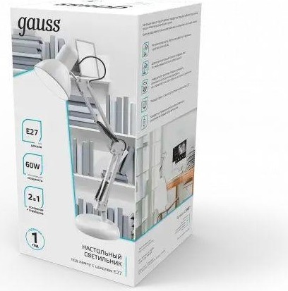 Светильник настольный GAUSS GTL002 60w 220-240v e27 белый струбцина и основание GT0021 - изображение 4