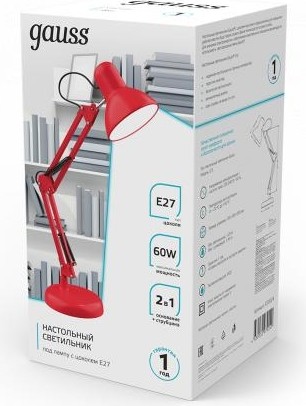 Светильник настольный GAUSS GTL002 60w 220-240v e27 красный струбцина и основание GT0024 - изображение 4