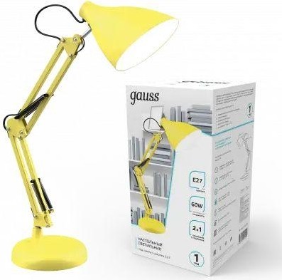 Светильник настольный GAUSS GTL003 60w 220-240v e27 желтый струбцина и основание GT0035 - изображение 2
