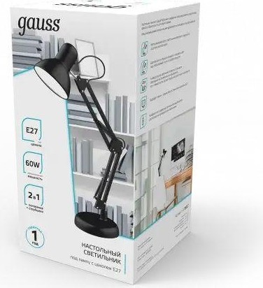 Светильник настольный GAUSS GTL002 60w 220-240v e27 черный струбцина и основание GT0022 - изображение 4