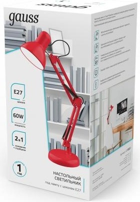 Светильник настольный GAUSS GTL002 60w 220-240v e27 красный струбцина и основание GT0024 - изображение 5