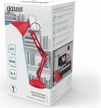 Светильник настольный GAUSS GTL003 60w 220-240v e27 красный струбцина и основание GT0034 - изображение 4