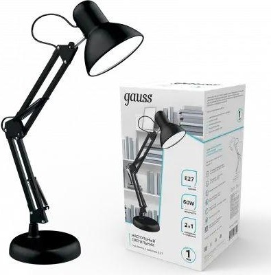 Светильник настольный GAUSS GTL002 60w 220-240v e27 черный струбцина и основание GT0022 - изображение 2