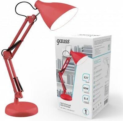 Светильник настольный GAUSS GTL003 60w 220-240v e27 красный струбцина и основание GT0034 - изображение 2