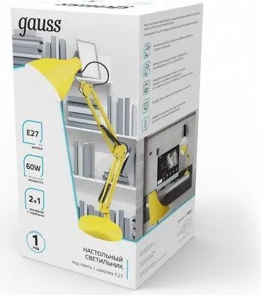 Светильник настольный GAUSS GTL003 60w 220-240v e27 желтый струбцина и основание GT0035 - изображение 4