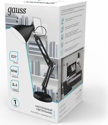 Светильник настольный GAUSS GTL003 60w 220-240v e27 черный струбцина и основание GT0032 - изображение 4