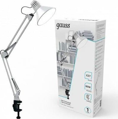 Светильник настольный GAUSS GTL001 60w 220-240v e27 белый струбцина GT0011 - изображение 2