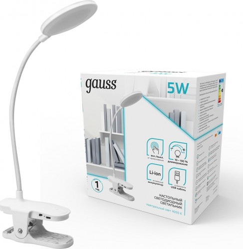 Светильник настольный GAUSS GTL205 5V Li-ion 1200mA белый диммируемый GT2051 - изображение 2