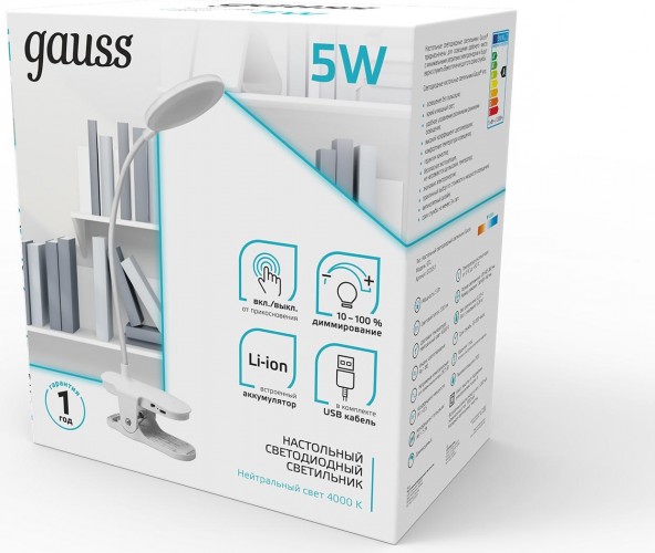 Светильник настольный GAUSS GTL205 5V Li-ion 1200mA белый диммируемый GT2051 - изображение 3