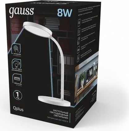 Светильник настольный GAUSS GTL503 Qplus 8w 500lm 4000k 170-265v белый диммируемый usb GT5031 - изображение 3