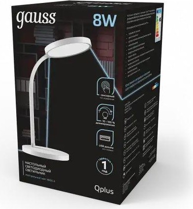 Светильник настольный GAUSS GTL503 Qplus 8w 500lm 4000k 170-265v белый диммируемый usb GT5031 - изображение 2