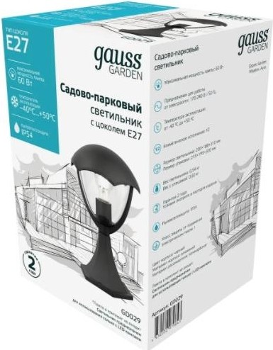 Светильник садово-парковый GAUSS Aura на постамент 200*200*310mm, 1xe27 GD029 - изображение 4