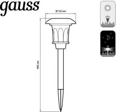 Светильник садово-парковый GAUSS GS002 на солнечных батареях 4000k - изображение 3