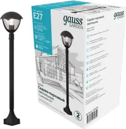Светильник садово-парковый GAUSS Aura столб 200*200*1000mm, 170-240v / 50hz, 1xe27 GD030