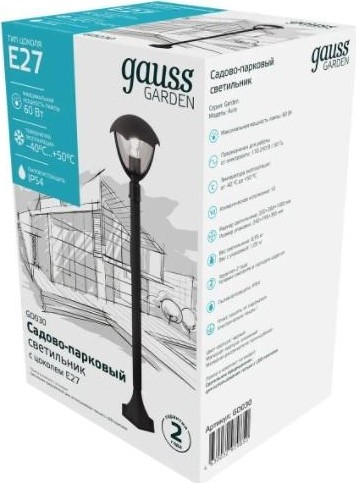 Светильник садово-парковый GAUSS Aura столб 200*200*1000mm, 170-240v / 50hz, 1xe27 GD030 - изображение 4