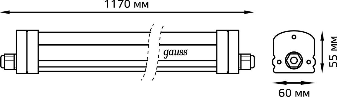 Светильник светодиодный линейный GAUSS UNIVERSAL 36w 2800lm 6500k 185-265v ip65 1170*60*55мм 843425336 - изображение 5