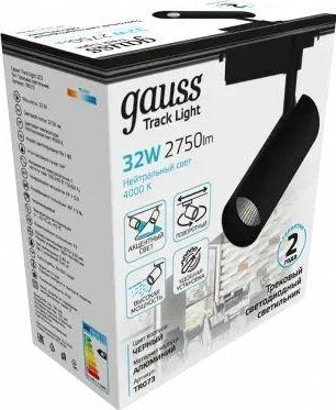 Светильник трековый GAUSS TR073 цилиндр 32w 2750lm 4000k 180-240v ip20 75*220мм че - изображение 2
