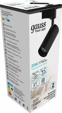 Светильник трековый GAUSS TR084 цилиндр 20w 1760lm 4000k 180-220v ip20 65*206мм че - изображение 3