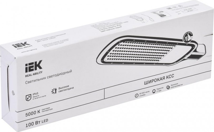 Светильник уличный IEK ДКУ 1012-100Ш 5000к ip65 светодиодный, серый LDKU1-1012-100-5000-K03 - изображение 2