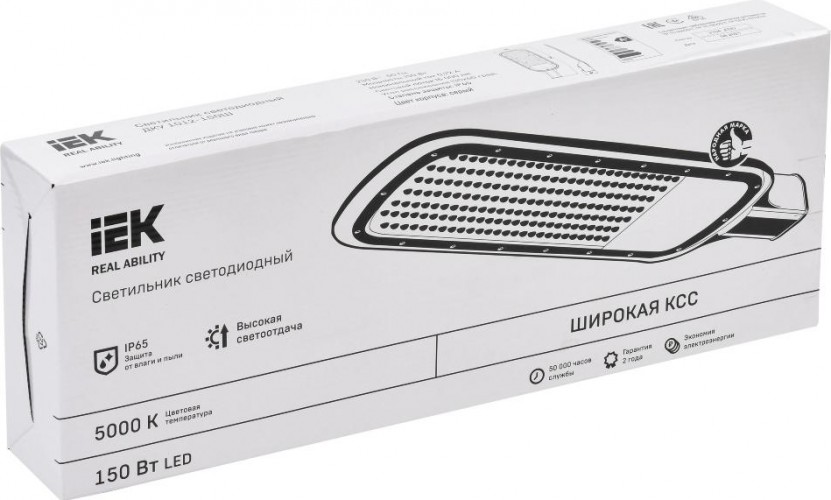 Светильник уличный IEK ДКУ 1012-150Ш 5000к ip65 светодиодный, серый LDKU1-1012-150-5000-K03 - изображение 3