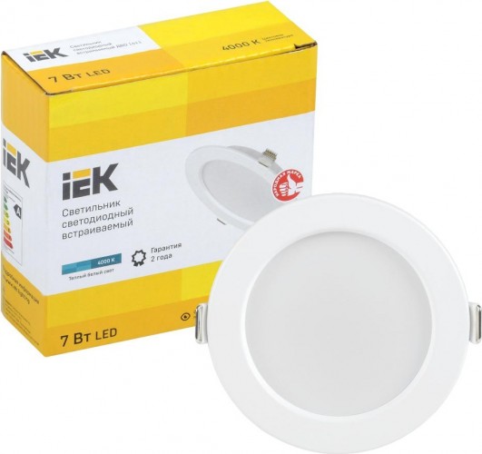 Светильник встраиваемый IEK ДВО 1611 7вт 4000к ip20 LDVO0-1611-07-4000-K01