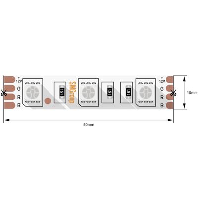 Лента светодиодная SWG Wallwasher  2835, 48 LED/м, 18 Вт/м, 24В , IP67, Цвет: Теплый белый 008217 - изображение 3