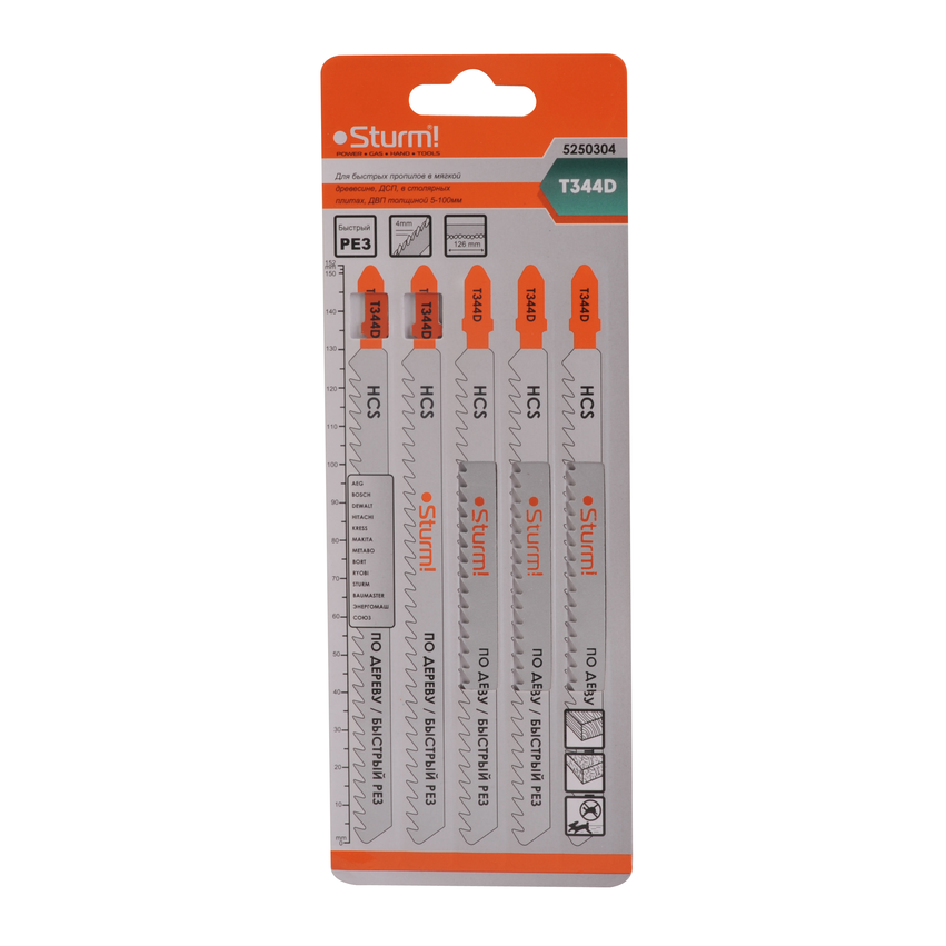 Пилки для лобзика по дереву T344D, 5 шт, T344D, 152х126мм, шаг зуба 4мм, быстрый рез, HCS, Sturm! - изображение 2