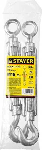 Талреп DIN 1480 крюк-кольцо оцинкованный STAYER MASTER м16, 2 шт, 30515-16 - изображение 3