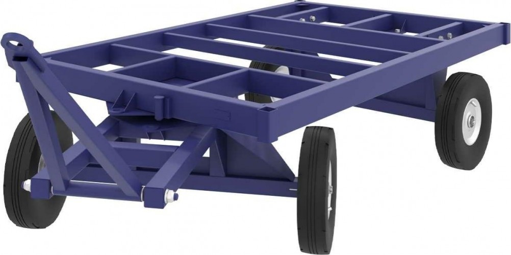 Тележка большегрузная каркасная Rusklad БТ 1 К (1250х2000мм, груз.3000кг) пневмо колеса, тормоз