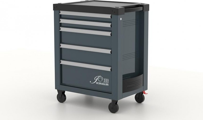 Тележка инструментальная FERRUM "PREMIUM" с 5 ящиками 772х522х960 мм (серая/красная) 12.305 12.305