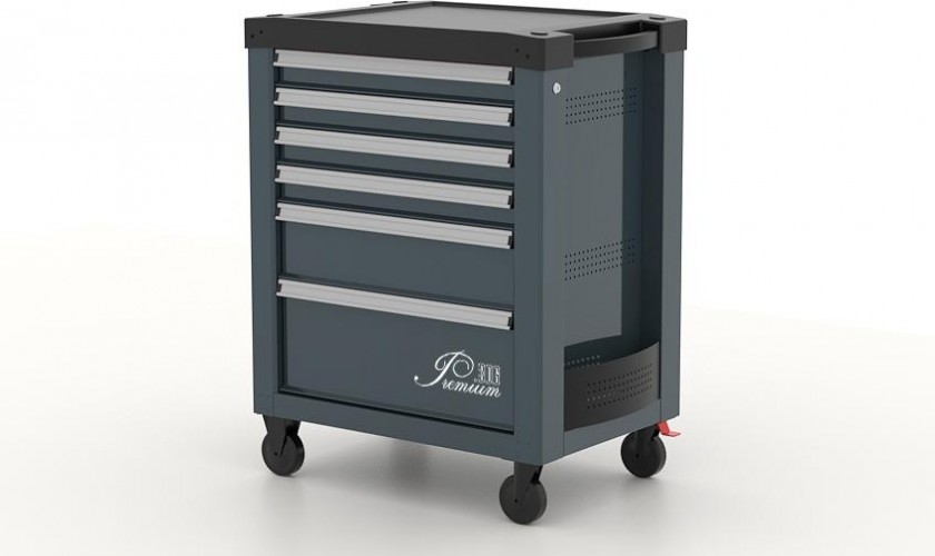 Тележка инструментальная FERRUM "PREMIUM" с 6 ящиками 772х522х960 мм (серая/красная) 12.306 12.306