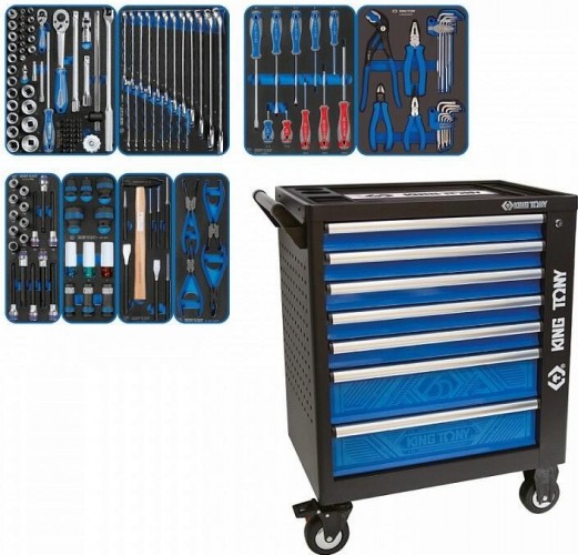 Тележка инструментальная KING TONY "GLORY"с набором инструментов 152 предмета черная в комплекте лежак подкатной P9G35-152MRV
