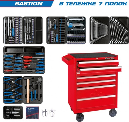 Тележка инструментальная KING TONY с набором инструментов 204 предмета 934-100MR 934-100MR